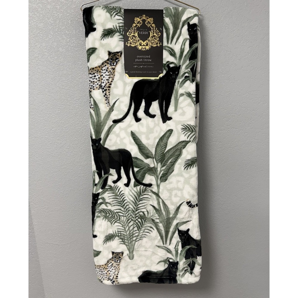 NWT Black Panther & Leopard Print Throw Blanket Oversized Plush 60x70 Jungle Cat
